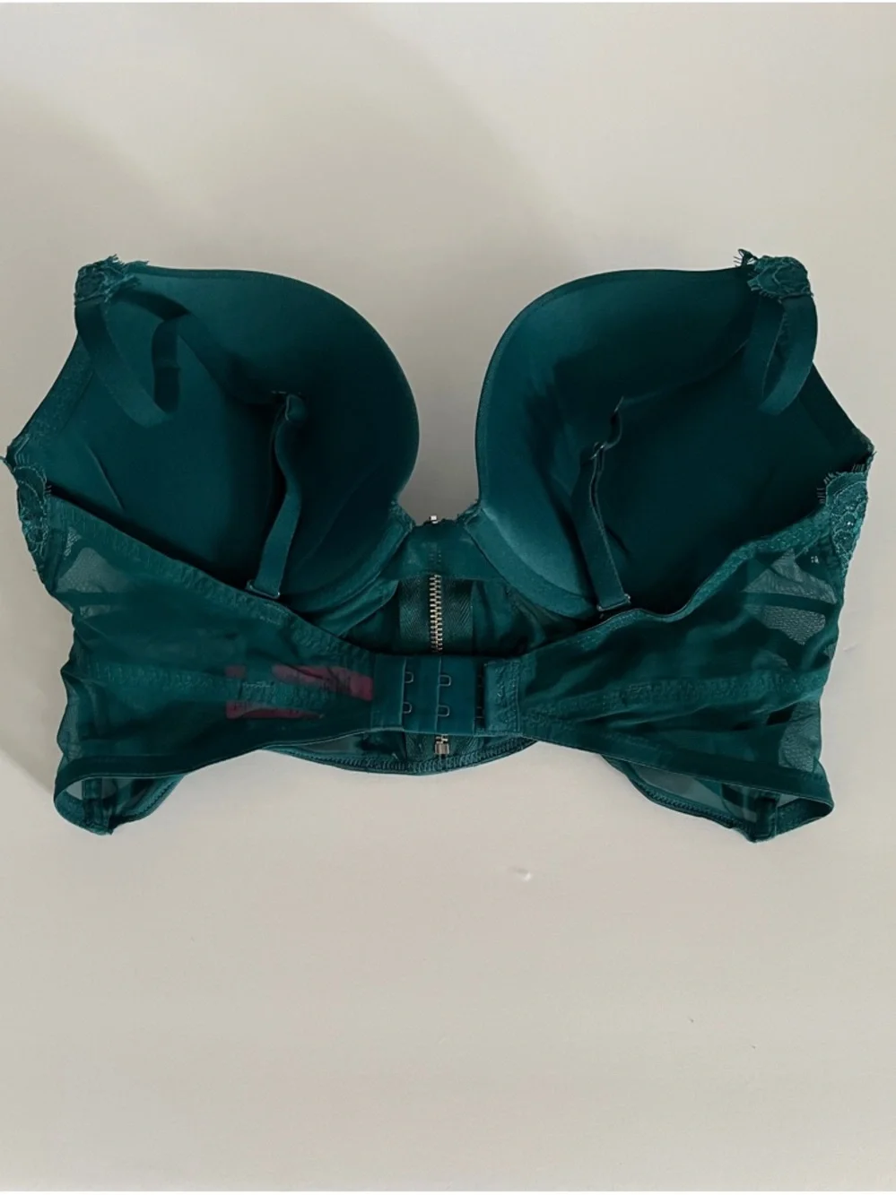 La SENZA Beyond Sexy Floral Lace+Mesh Demi Cup Bustier Bra in Emerald Green 34C - Picture 7 of 11